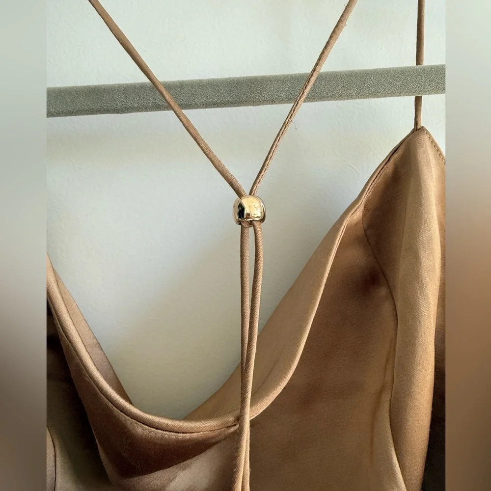 SIGNIFICANT OTHER Cocktail Midi Dress High Low Hem Gold Champage US 10/Medium